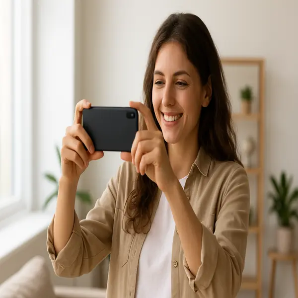 a woman taking a photo of someone.